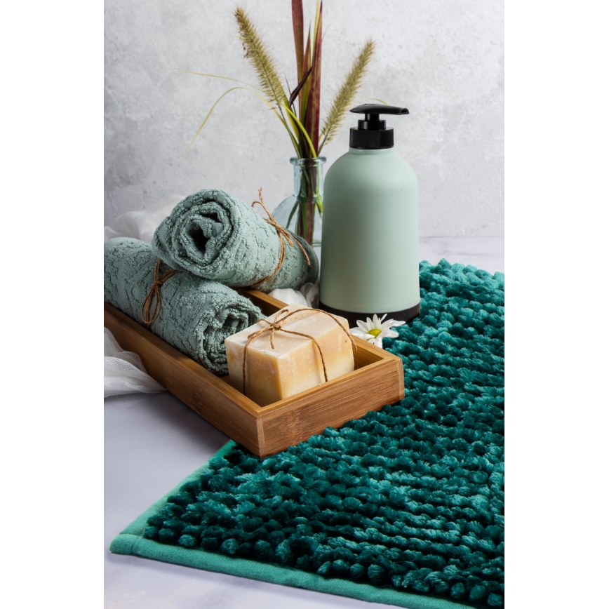 Tappetino da bagno antiscivolo CHENILLE 50x80 cm turchese
