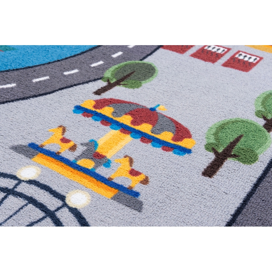 Tappeto antiscivolo per bambini ARES STREETS 160 cm grigio/città