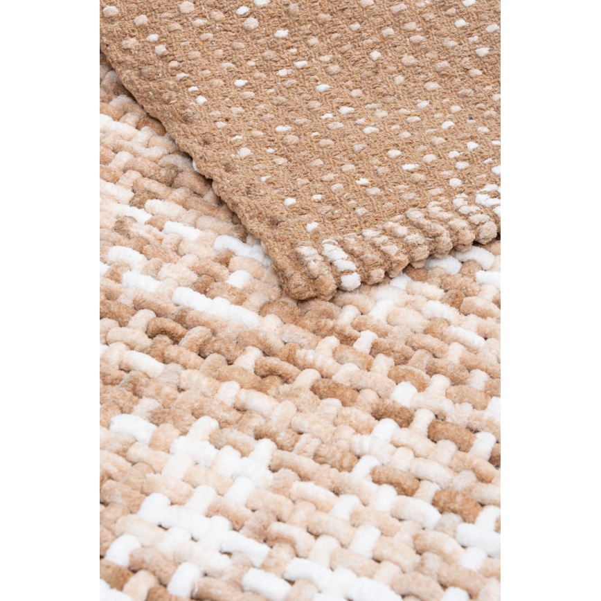 Tappeto da bagno BELWEDER 60x100 cm beige/bianco