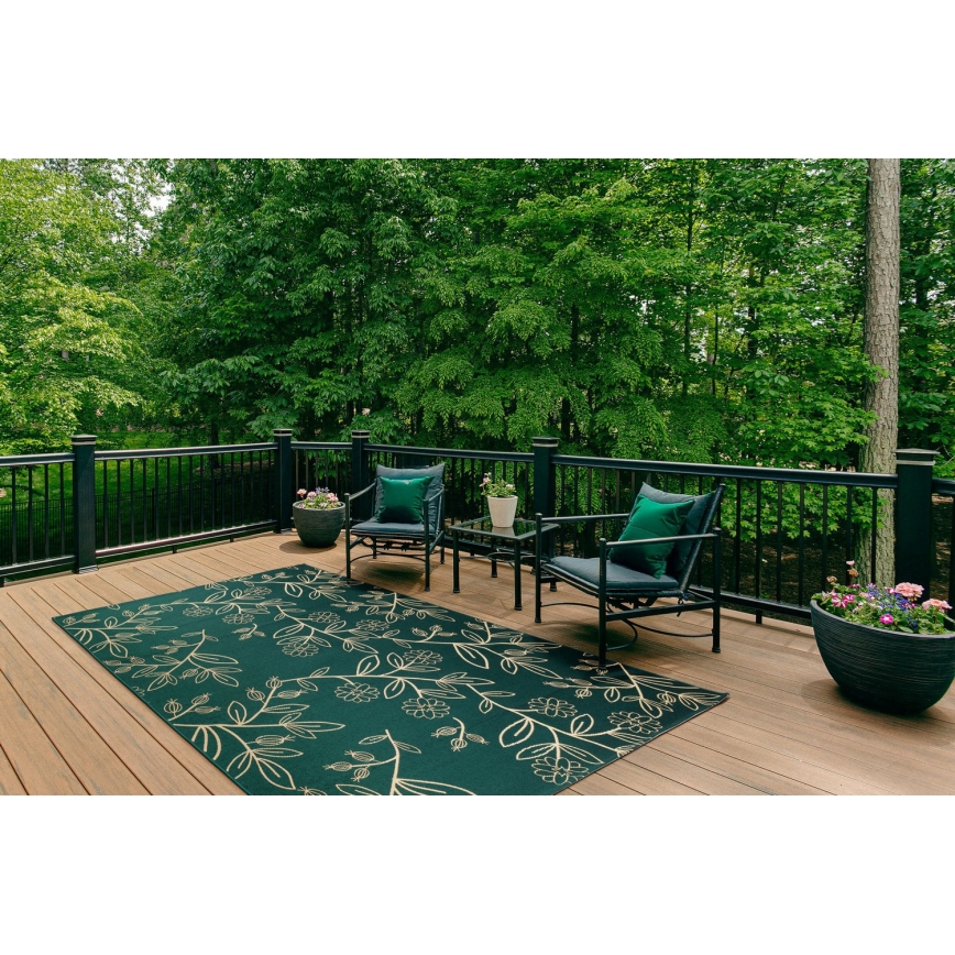 Tappeto da esterno JUNGLE 80x160 cm — verde, motivo fogliare