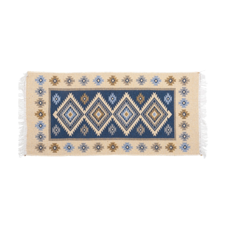Tappeto orientale reversibile KILIM 80x150 cm blu/beige