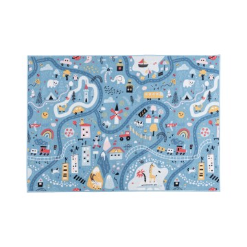 Tappeto per bambini STELLA STREETS 80x100 cm blu/città