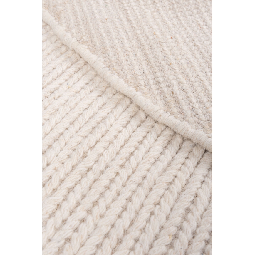 Tappeto rotondo naturale FIR WOOL 160 cm 2600 g/m2 crema
