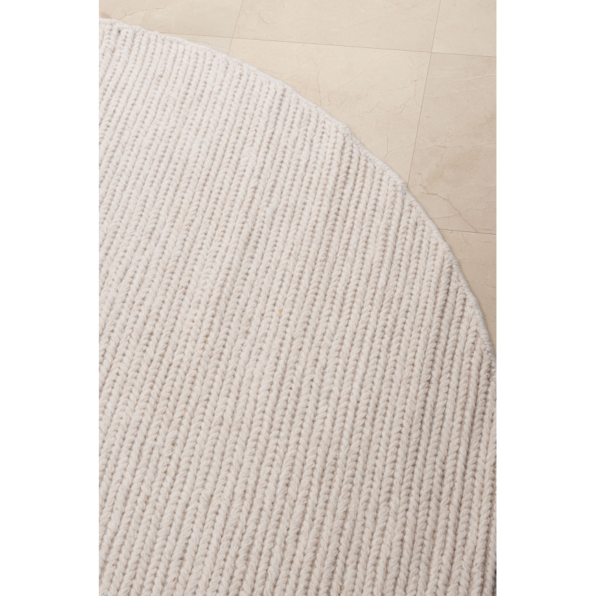 Tappeto rotondo naturale FIR WOOL 160 cm 2600 g/m2 crema