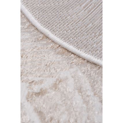 Tappeto rotondo SALAMANCA 100 cm beige/bianco/motivo a foglie