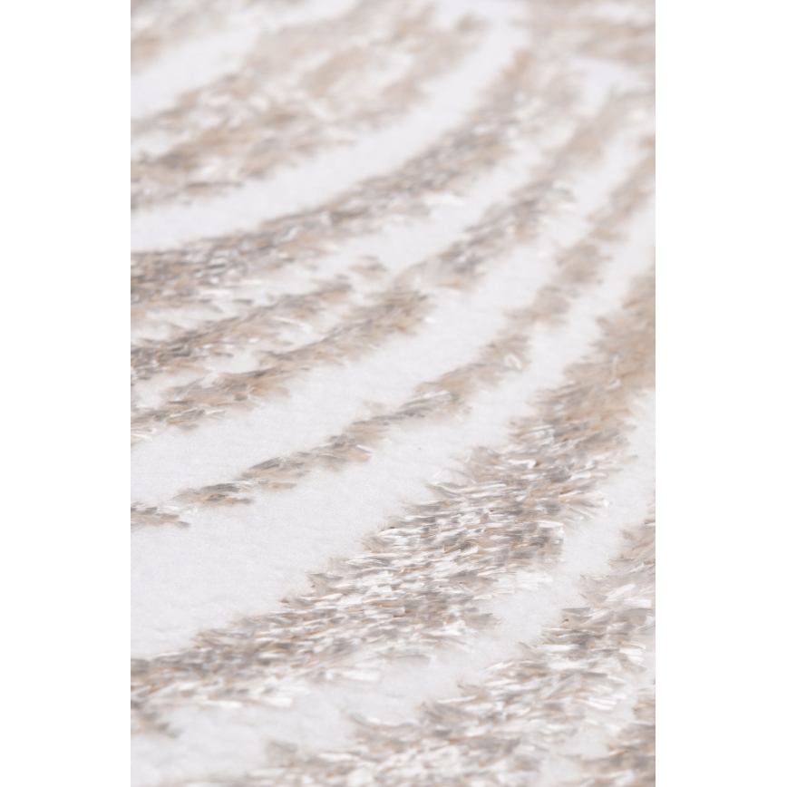 Tappeto rotondo SALAMANCA 100 cm beige/bianco/motivo a foglie