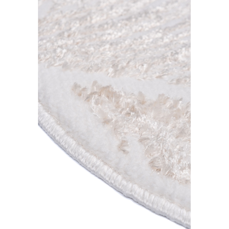 Tappeto rotondo SALAMANCA 100 cm beige/bianco/motivo a foglie