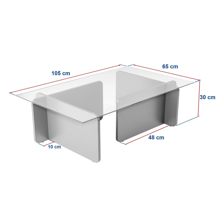 Tavolino da salotto ESCAPE 105x65 cm beige/trasparente