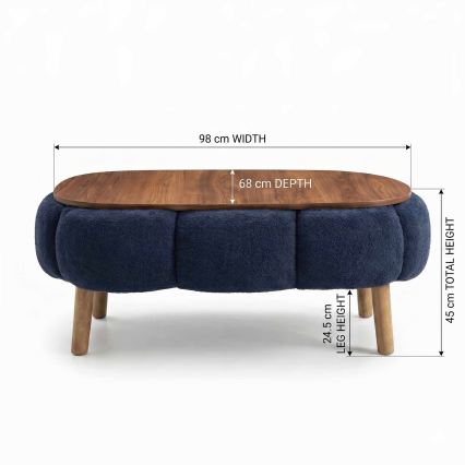 Tavolino da salotto FELPO 68x98 cm blu/noce
