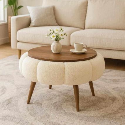 Tavolino da salotto FELPO Ø 45 cm beige/noce