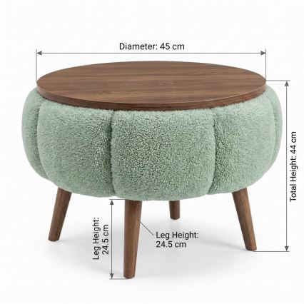 Tavolino da salotto FELPO Ø 45 cm verde/noce
