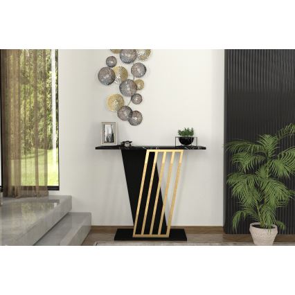 Tavolino da salotto GRAVITY 76,8x90 cm nero/oro