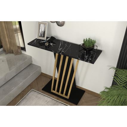 Tavolino da salotto GRAVITY 76,8x90 cm nero/oro