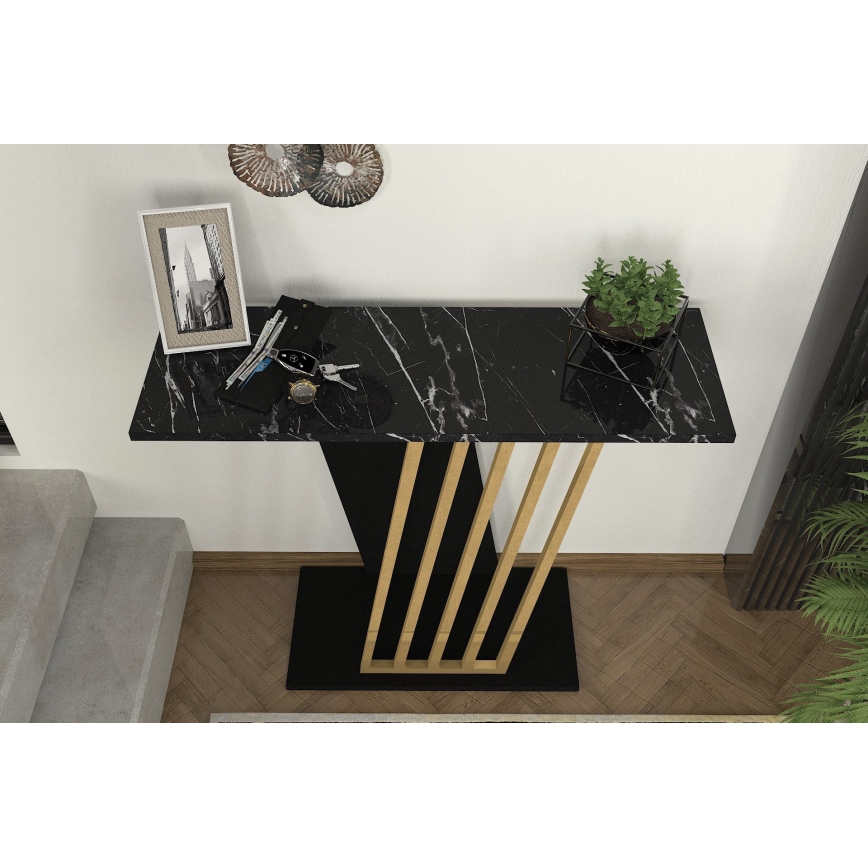Tavolino da salotto GRAVITY 76,8x90 cm nero/oro