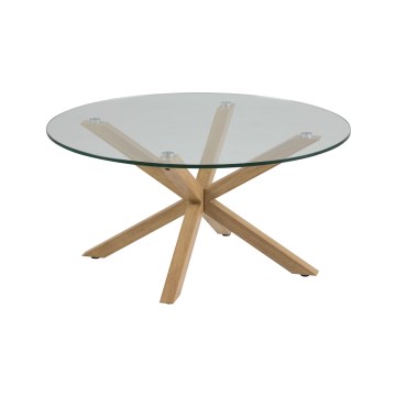 Tavolino da salotto LUCA 82 cm trasparente/rovere