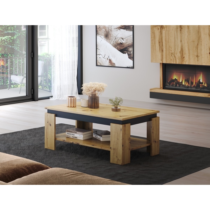 Tavolino da salotto LUNO rovere artisan/nero