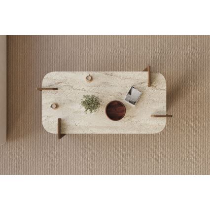 Tavolino da salotto PURO 120x60 cm in noce/travertino