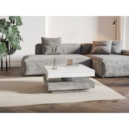 Tavolino da salotto TIMO bianco/grigio effetto cemento