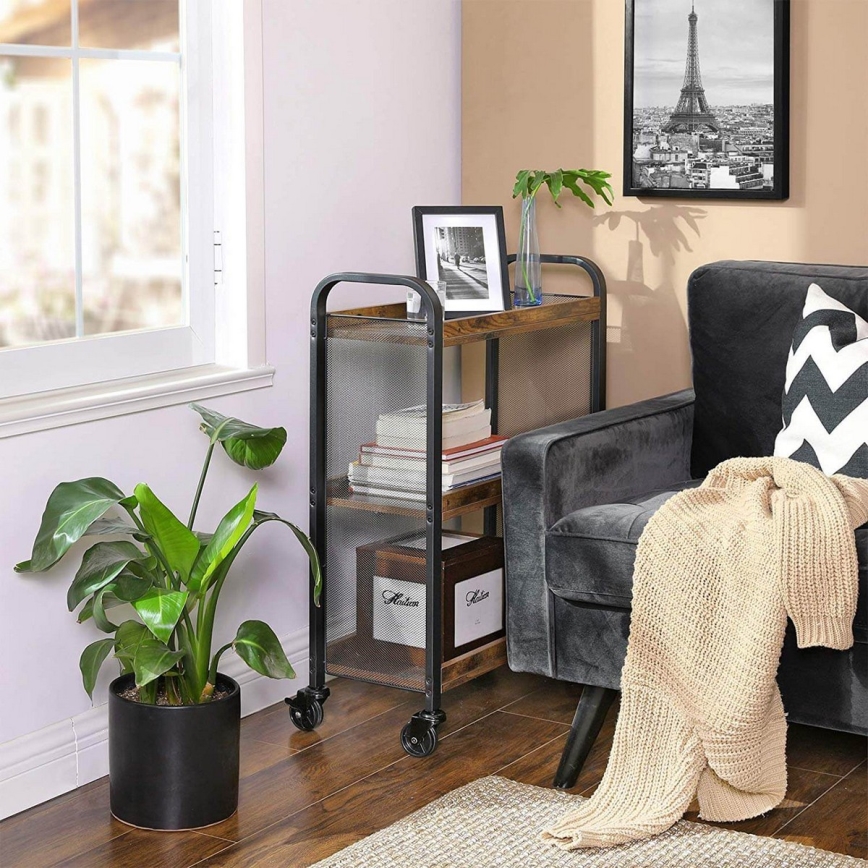 Tavolino da servizio MARGE marrone/nero