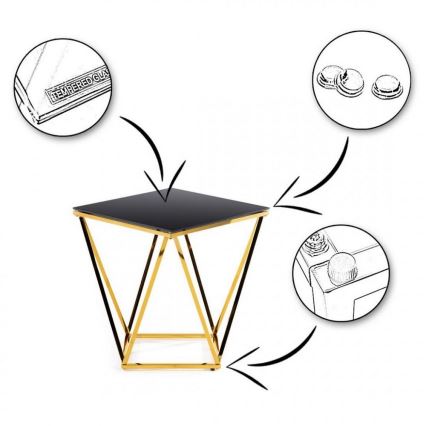 Tavolino DIAMANTA 50x50 cm oro/nero