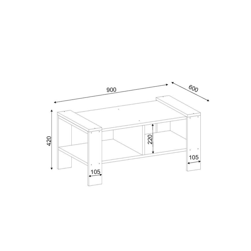Tavolino ERICA 42x90 cm bianco/marrone