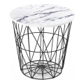 Tavolino HARISSA 41x42 cm nero/bianco marmor decor
