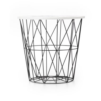 Tavolino HARISSA 41x42 cm nero/bianco marmor decor