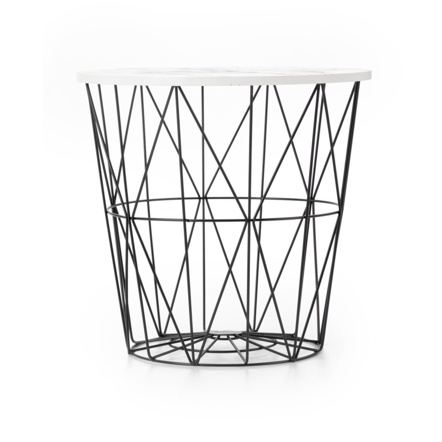 Tavolino HARISSA 41x42 cm nero/bianco marmor decor