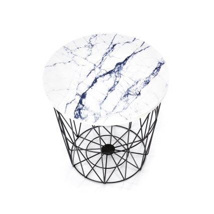 Tavolino HARISSA 41x42 cm nero/bianco marmor decor