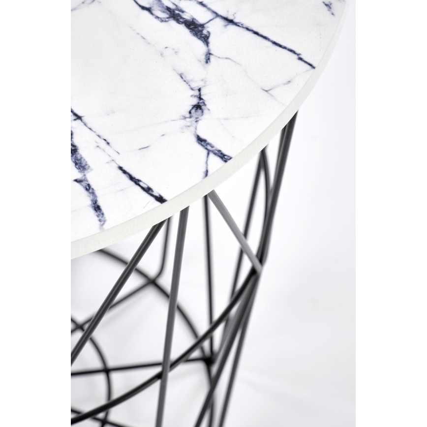Tavolino HARISSA 41x42 cm nero/bianco marmor decor