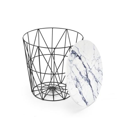 Tavolino HARISSA 41x42 cm nero/bianco marmor decor