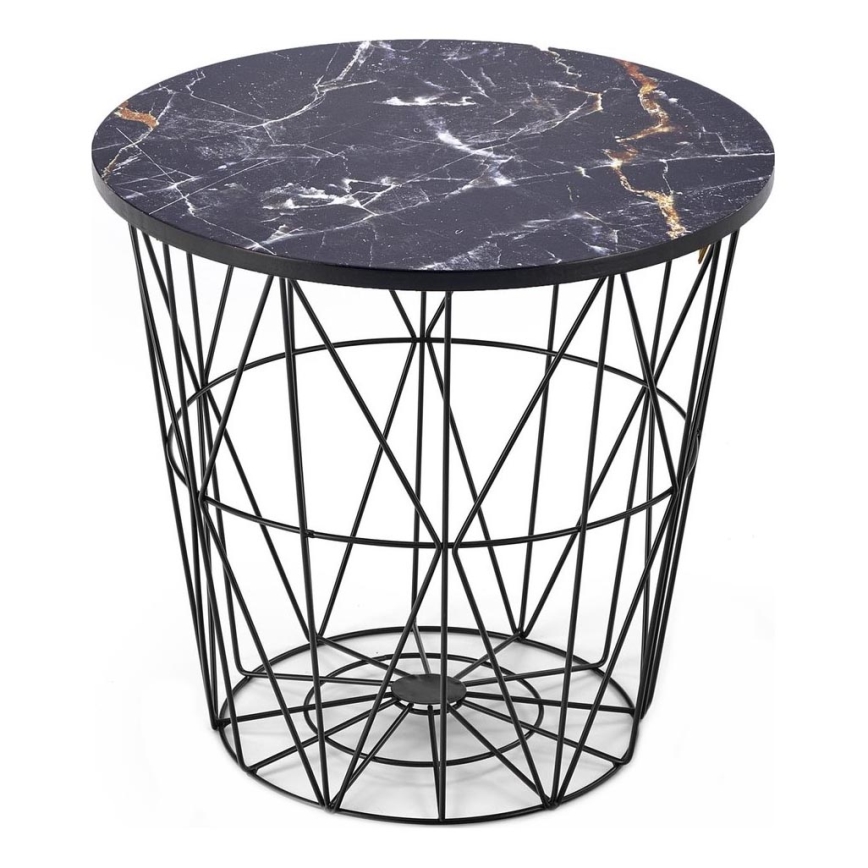 Tavolino HARISSA 41x42 cm nero/nero marmor decor