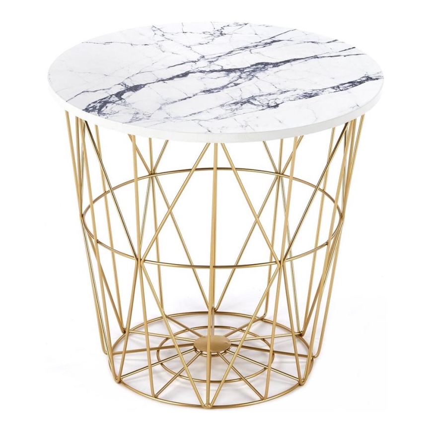Tavolino HARISSA 41x42 cm oro/bianco marmor decor