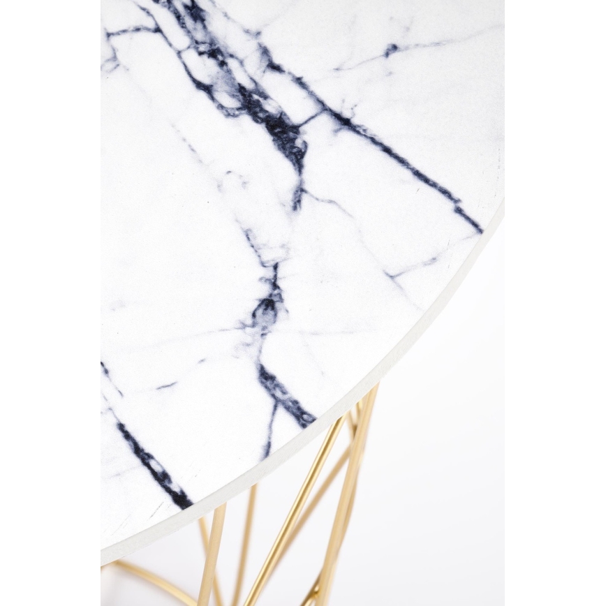 Tavolino HARISSA 41x42 cm oro/bianco marmor decor