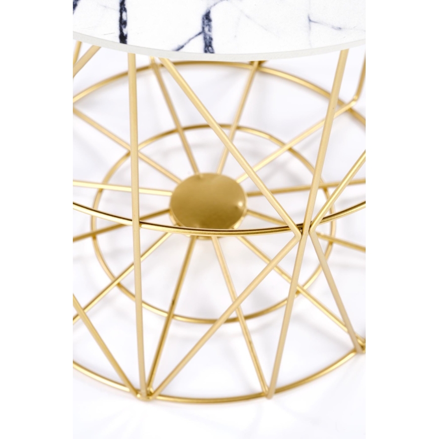 Tavolino HARISSA 41x42 cm oro/bianco marmor decor