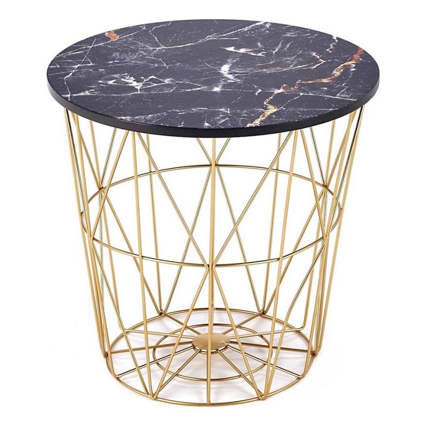 Tavolino HARISSA 41x42 cm oro/nero marmor decor