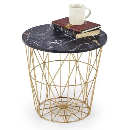 Tavolino HARISSA 41x42 cm oro/nero marmor decor