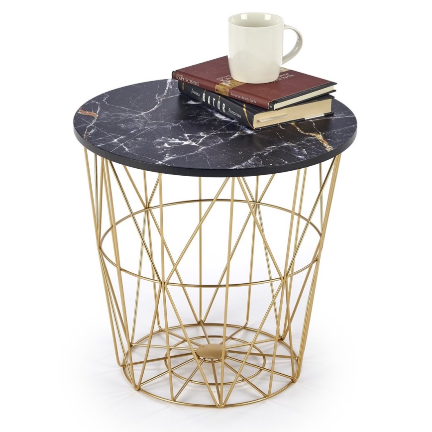 Tavolino HARISSA 41x42 cm oro/nero marmor decor