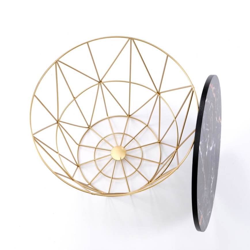 Tavolino HARISSA 41x42 cm oro/nero marmor decor