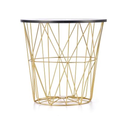 Tavolino HARISSA 41x42 cm oro/nero marmor decor