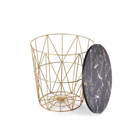 Tavolino HARISSA 41x42 cm oro/nero marmor decor