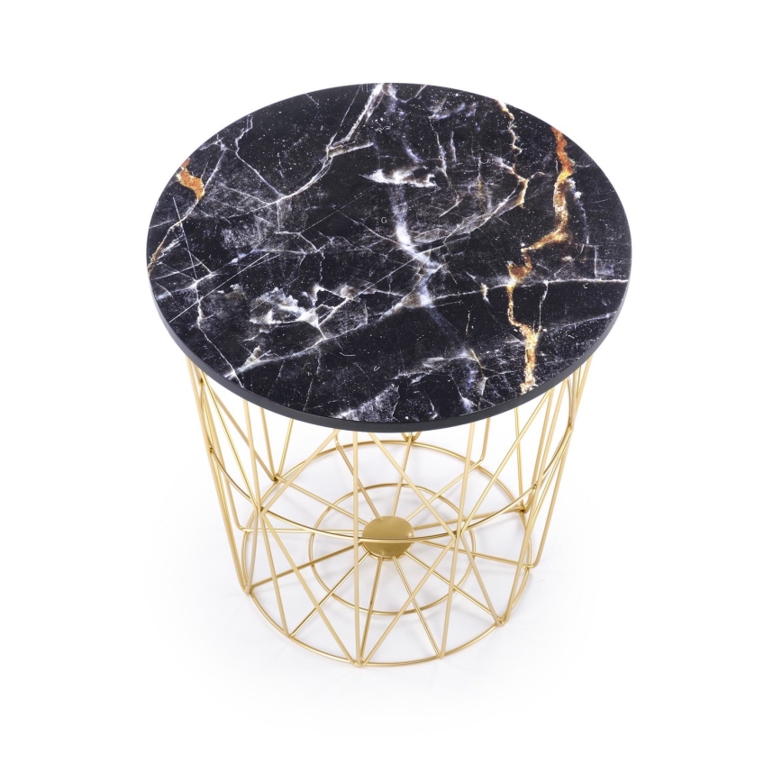 Tavolino HARISSA 41x42 cm oro/nero marmor decor