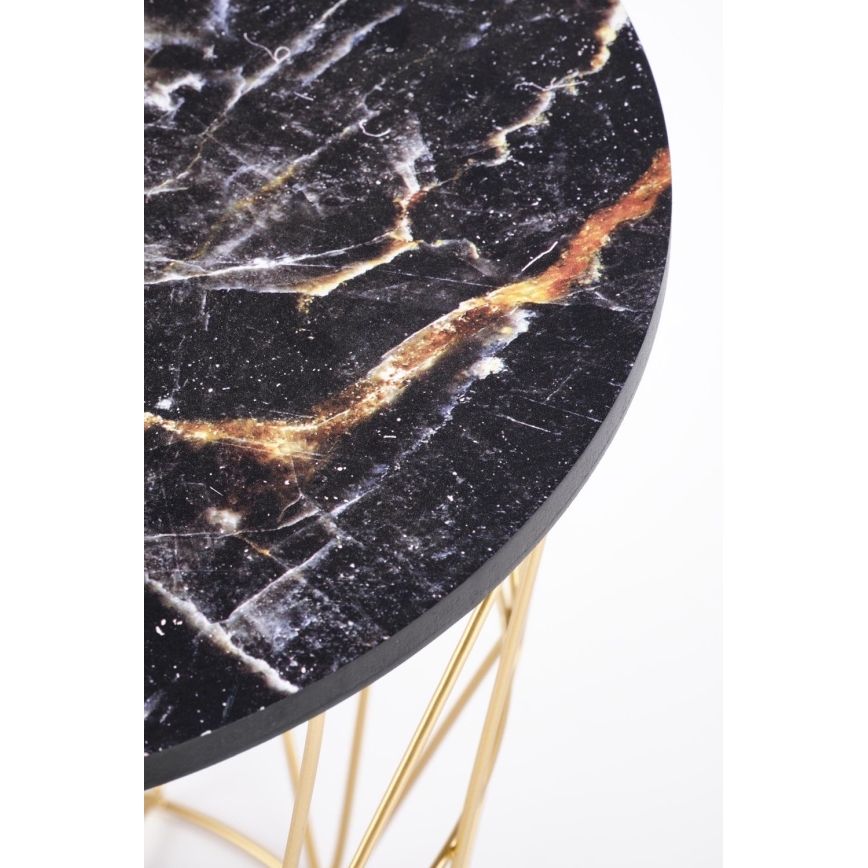 Tavolino HARISSA 41x42 cm oro/nero marmor decor