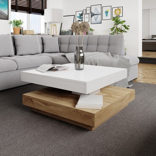 Tavolino NENANI 34x70 cm bianco/quercia wotan