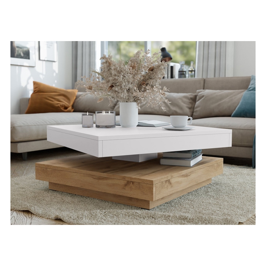 Tavolino NENANI 34x70 cm bianco/quercia wotan