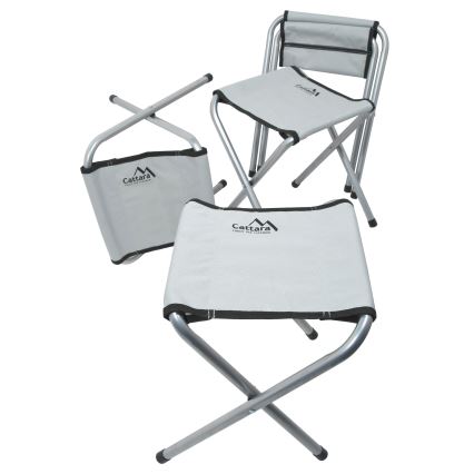 Tavolo da campeggio pieghevole + 4x sedia bianco/cromo opaco