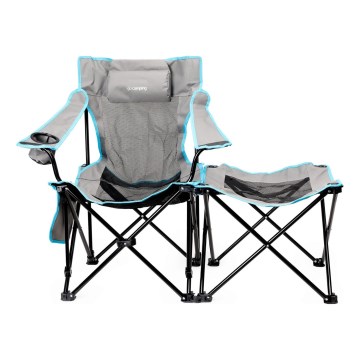 Tavolo da campeggio pieghevole + sedia grigio/blu