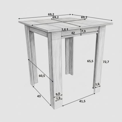 Tavolo da pranzo quadrato LEVI quercia sonoma