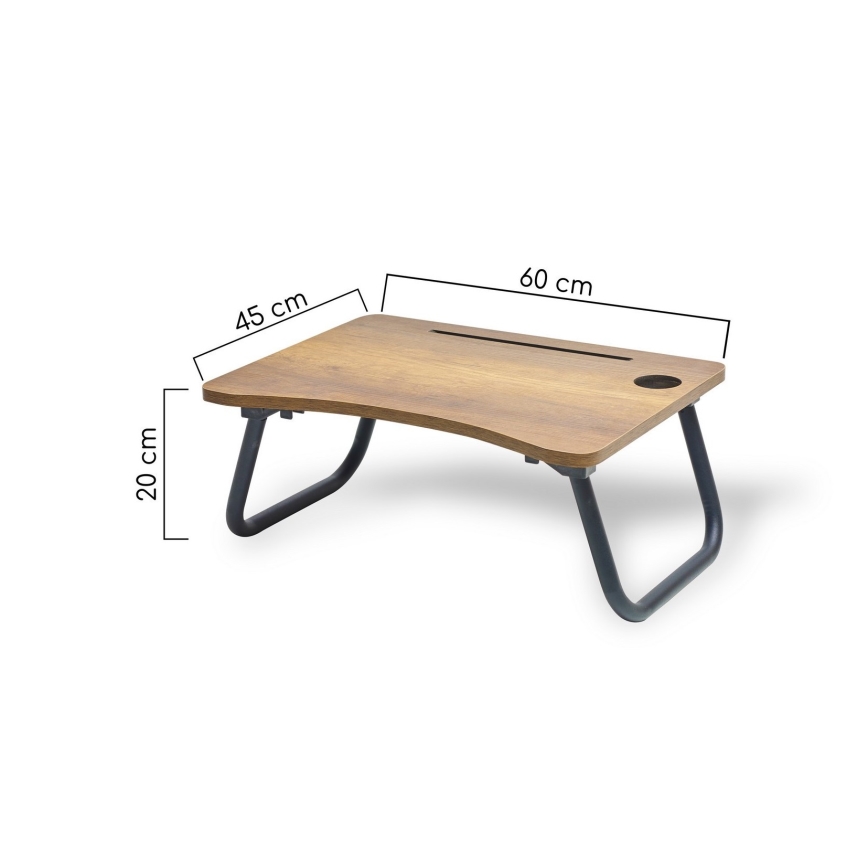 Tavolo per letto SEHPA 20x60 cm betulla marrone/nero