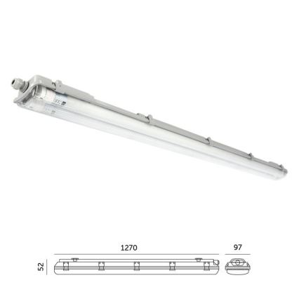 Technische LED-Leuchtstoffarmatur T8, 2x G13, 18W, 230V, 4000K, IP65, 127 cm